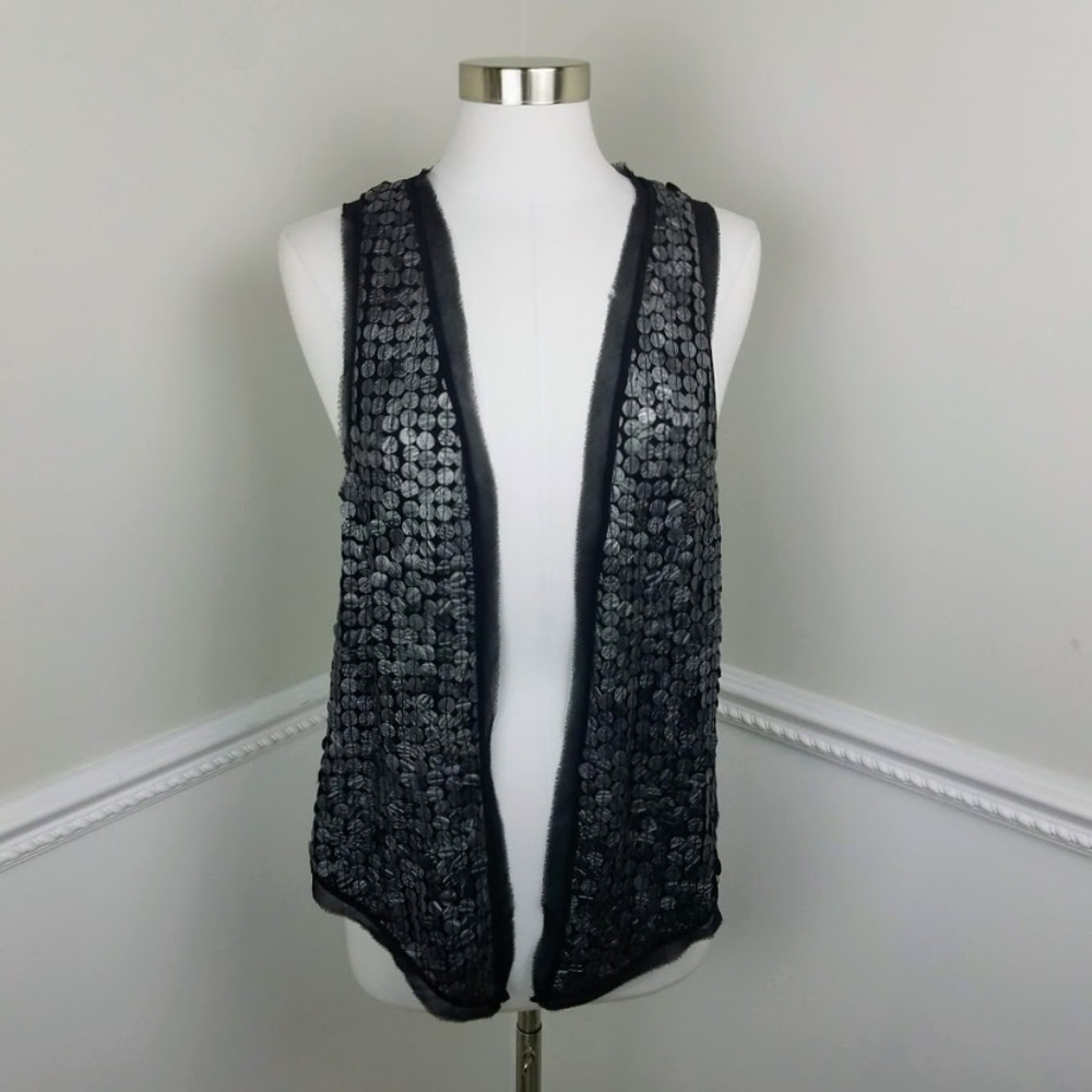 WALTER Silk Fashion Vest with Faux Leather Detail